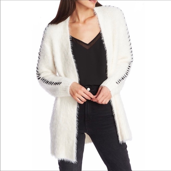 womens black eyelash cardigan